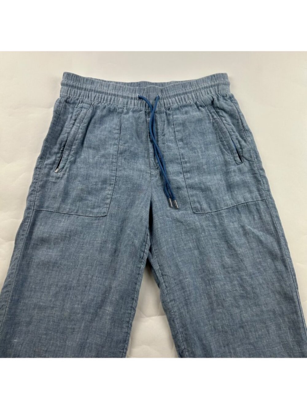 Athleta Light Chambray Blue Linen Cabo Wide Leg Pant 4 - Picture 2 of 8